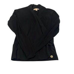 Michael Michael Kors size small black long sleeve wrap front knit top EUC